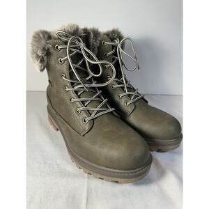 Lugz Women's Faux Fur Gray‎ Lace Up Boots Sizes 10 Look New